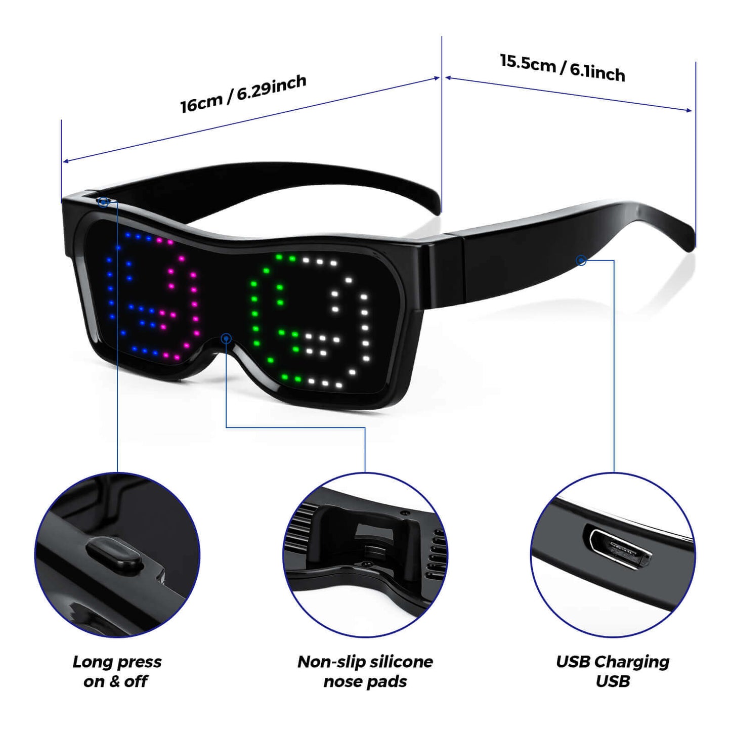 Gelrova Customizable 4-Color LED Glasses