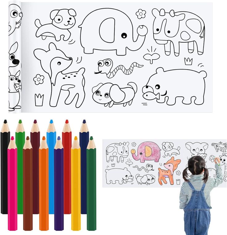 Childerns Coloring Roll with Color Markers