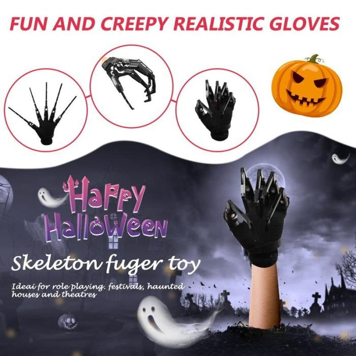 Halloween Articulated Fingers Scary Fake Fingers Skeleton Hand Cosplay Finger Glove Realistic Horror Ghost Claw Prop Party Decor