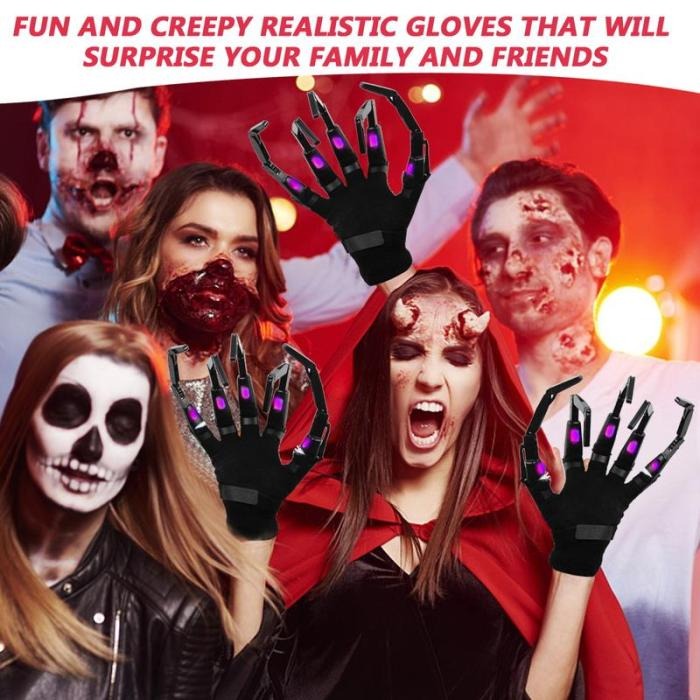 Halloween Articulated Fingers Scary Fake Fingers Skeleton Hand Cosplay Finger Glove Realistic Horror Ghost Claw Prop Party Decor