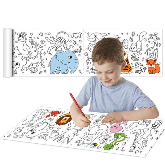 Childrens Coloring Drawing Roll with Color Markers