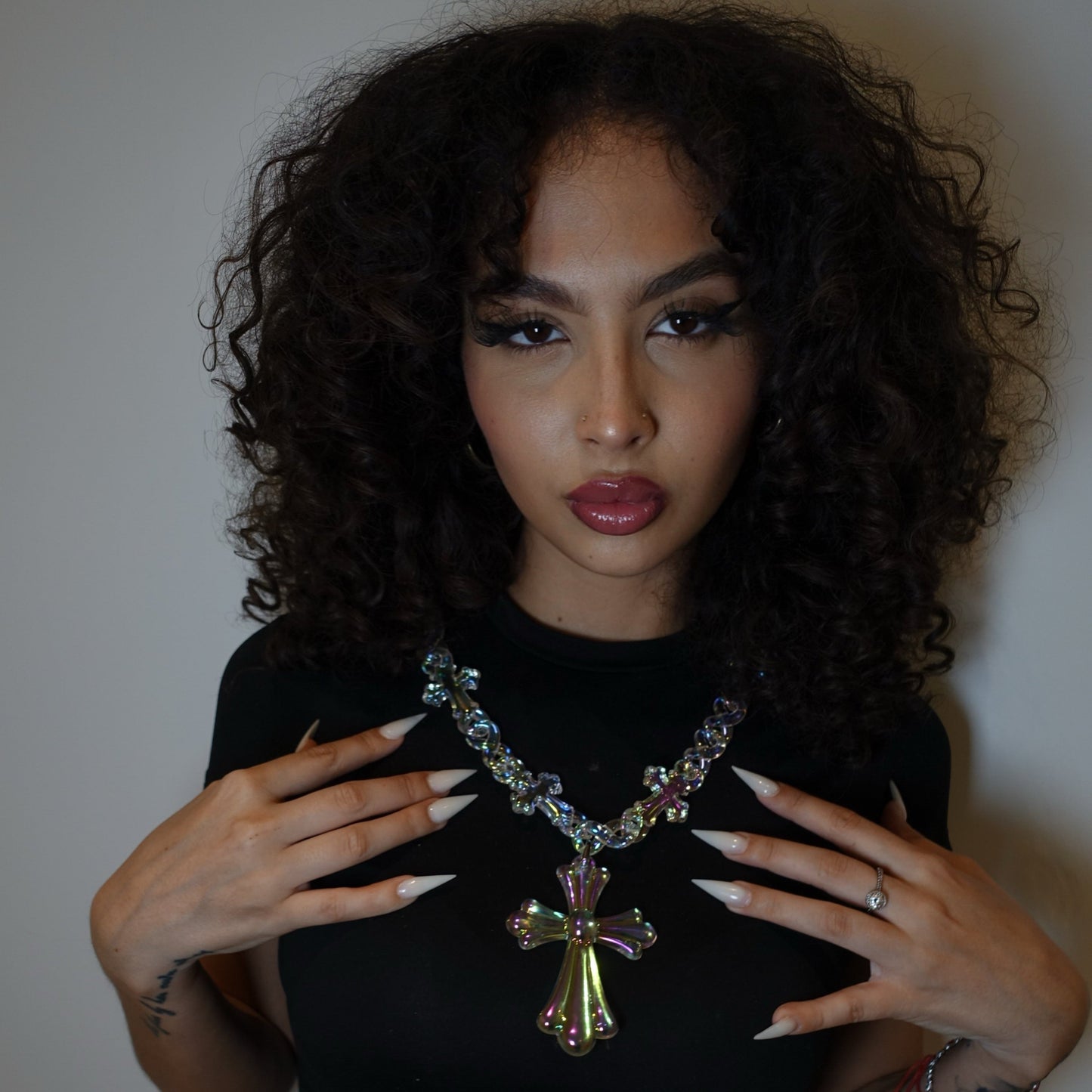Iridescent Cross Pendant & Chain Set