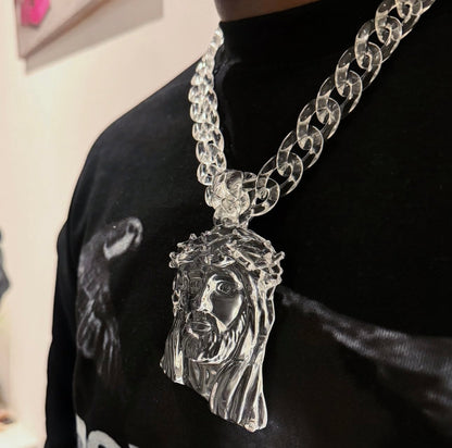 Clear Jesus Piece Pendant