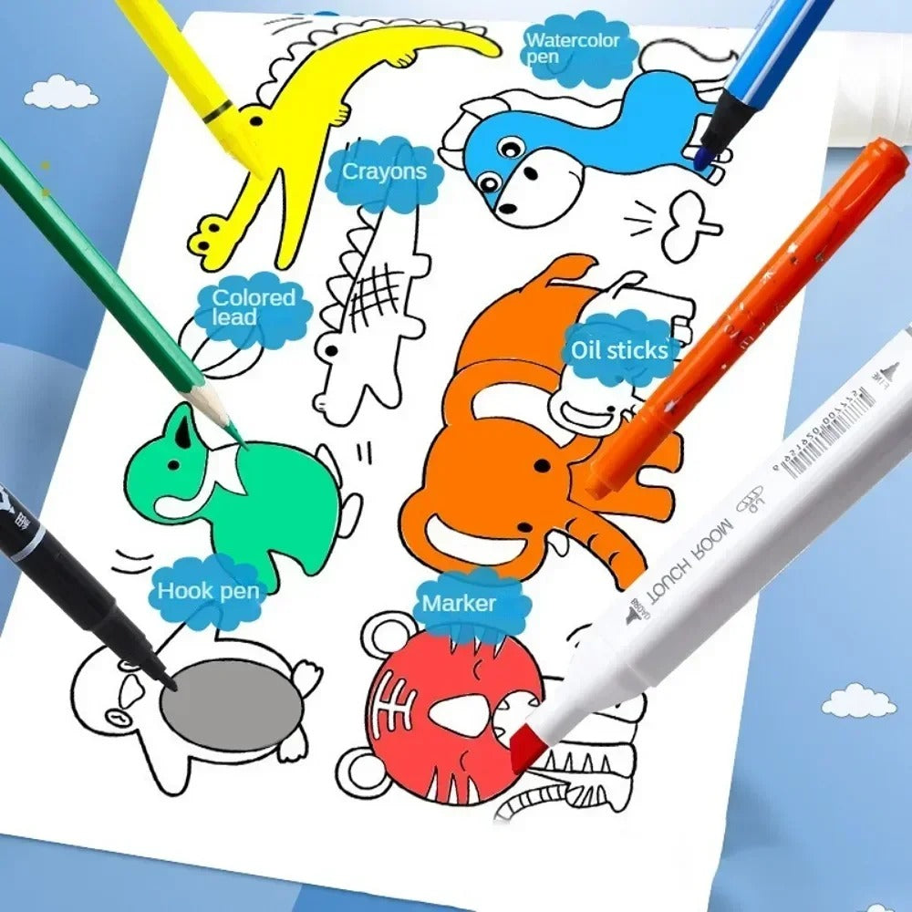 Childerns Coloring  Roll  with Color Markers