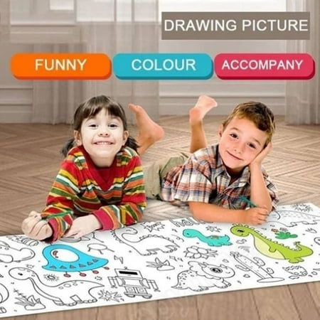 Childrens Coloring Drawing Roll with Color Markers