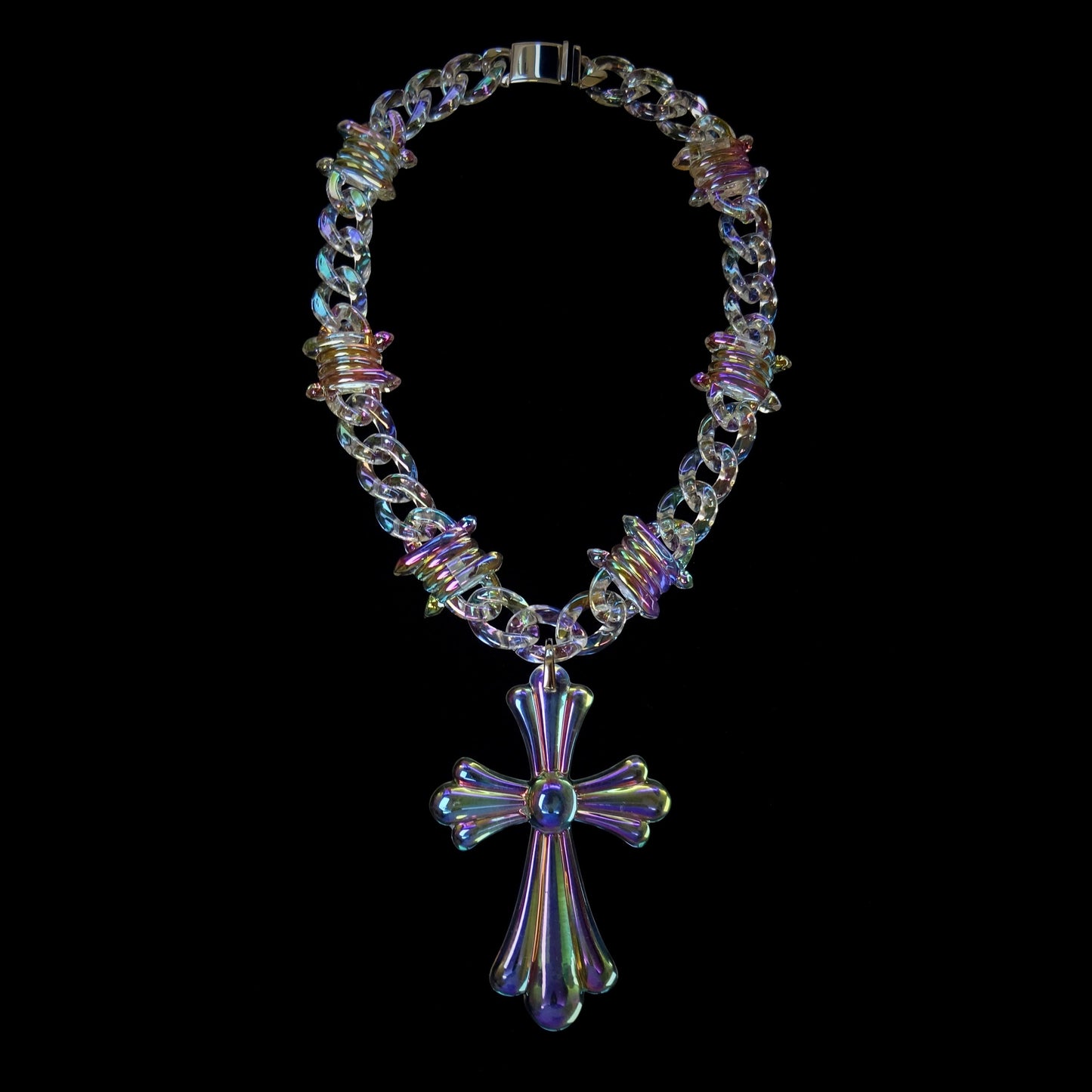 Iridescent Cross Pendant & Chain Set