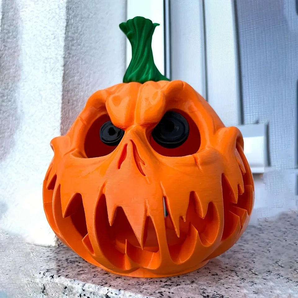 Giant Halloween Pumpkin Resin Decoration - Spooky Skull Head with Eerie Facial Features, Hollow Design for Indoor and outdoor