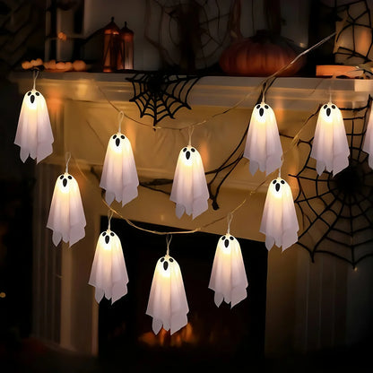 Ghost Ice Bar Curtain Lights Battery Powered Halloween String Lights with 8 Modes for Window Haunted House Indoor Outdoor Decor