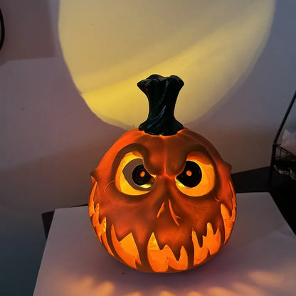 Giant Halloween Pumpkin Resin Decoration - Spooky Skull Head with Eerie Facial Features, Hollow Design for Indoor and outdoor
