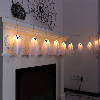 Ghost Ice Bar Curtain Lights Battery Powered Halloween String Lights with 8 Modes for Window Haunted House Indoor Outdoor Decor