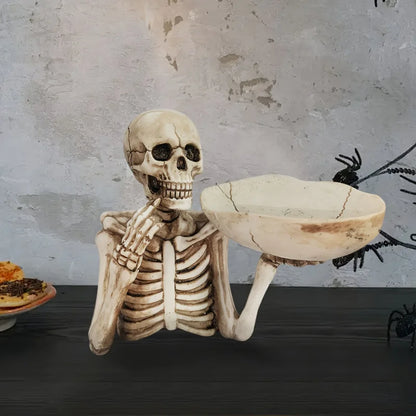 1pc Resin Skull Tray Decorative Ornament - Versatile Indoor/Outdoor Halloween Decoration,Creative Room Accent, Ideal Holiday Gif