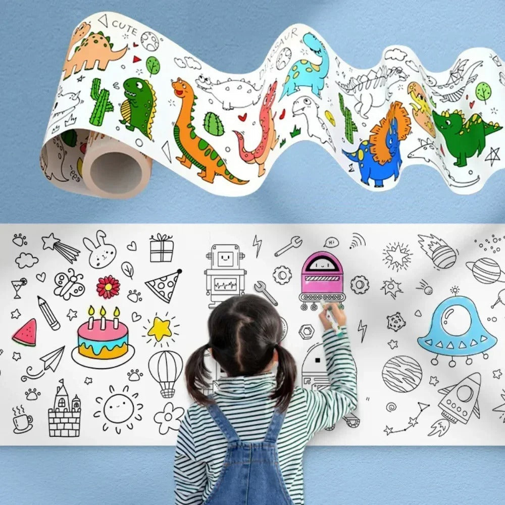 Childerns Coloring  Roll  with Color Markers
