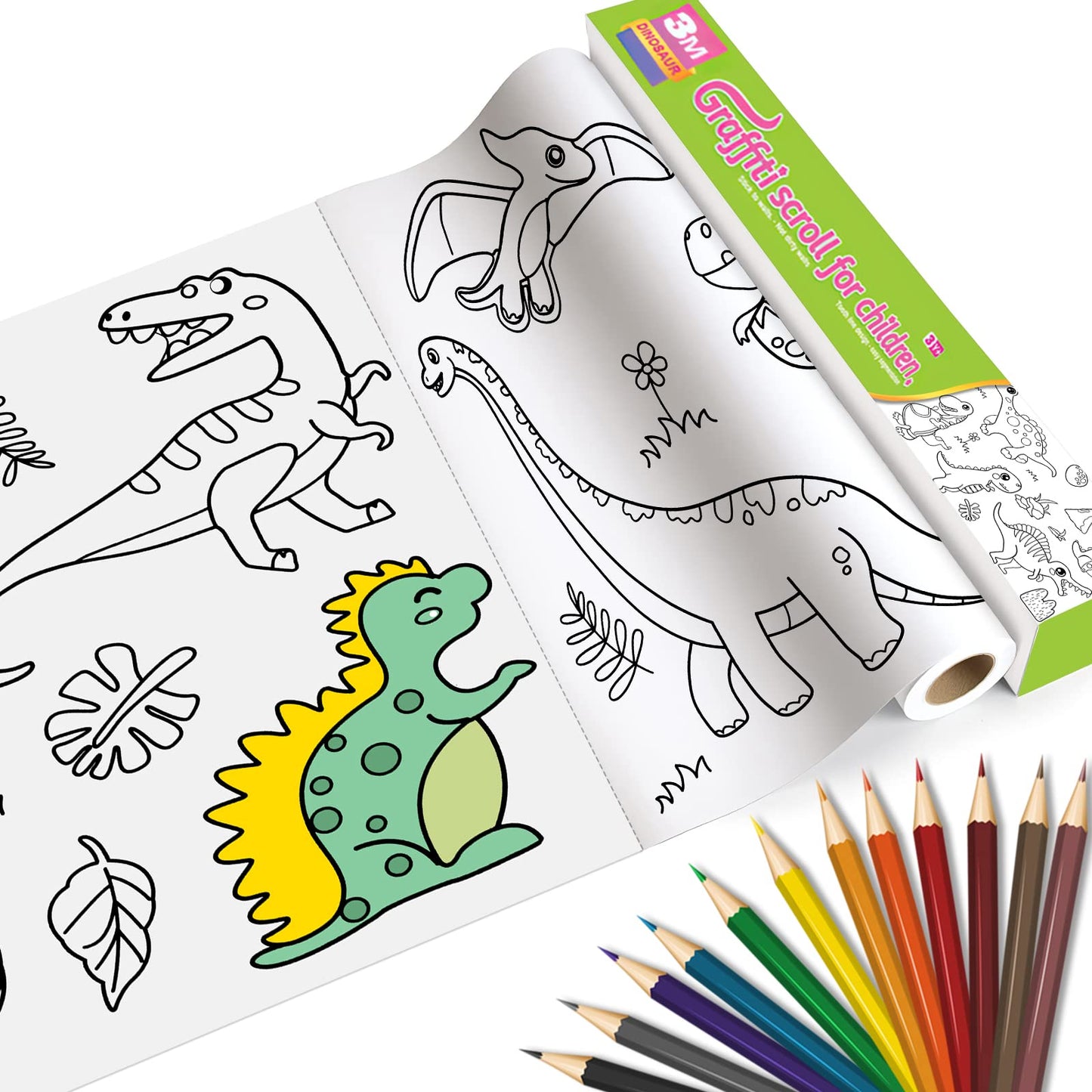 Childrens Coloring Drawing Roll with Color Markers