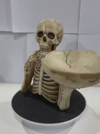 1pc Resin Skull Tray Decorative Ornament - Versatile Indoor/Outdoor Halloween Decoration,Creative Room Accent, Ideal Holiday Gif