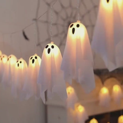 Ghost Ice Bar Curtain Lights Battery Powered Halloween String Lights with 8 Modes for Window Haunted House Indoor Outdoor Decor