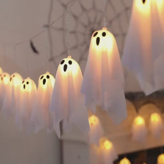 Ghost Ice Bar Curtain Lights Battery Powered Halloween String Lights with 8 Modes for Window Haunted House Indoor Outdoor Decor